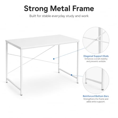 Image of FURLAY Slate Office Desk & Study Table for Students & Home Office, Engineered Wood Desk, Laptop & Computer Desk for Bedroom, Office, Work from Home | DIY (FFTS19, 91x45x77 CM)