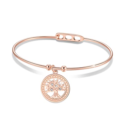 SIUMAL Bracelets for Womens Stainless Steel Rose Gold Silver Charm Bracelet for Teen Girls Best Friend Birthday Gifts