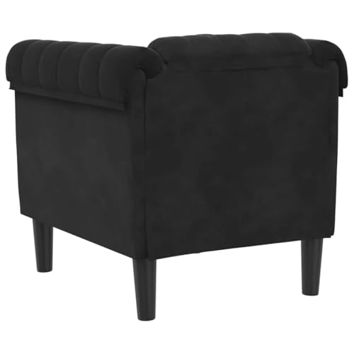 YUOTYRKTEJRSG Schwarz Samt Sessel Moderner Wohnzimmer Sessel mit Samtbezug Bequem Lesesessel Fernsehsessel Entspannungssessel Stabiles Design – Bild 8