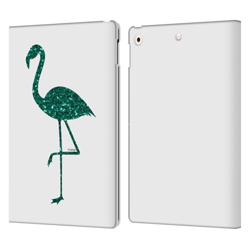 Étui portefeuille cuir iPad 10.2 anti-rayure flamant vert