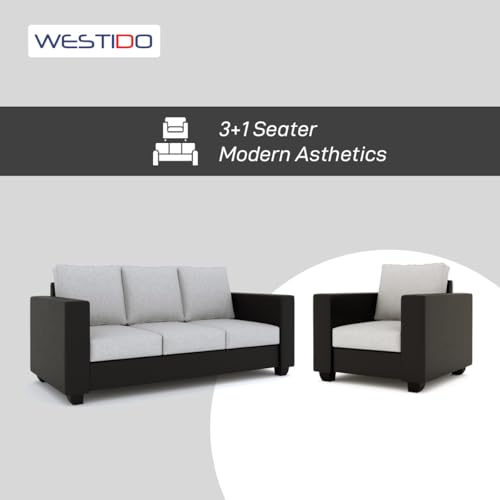 Image of WESTIDO Orlando Leatherette 3 + 1 + 1 Sofa Set (Black Grey, DIY(Do-It-Yourself)) | 1 Year Warranty