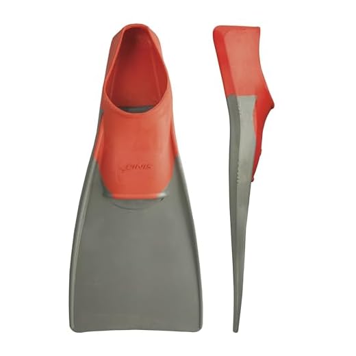 FINIS Long Floating Fins , Red/Grey, L (US Male 7-9 / US Female 8-10)