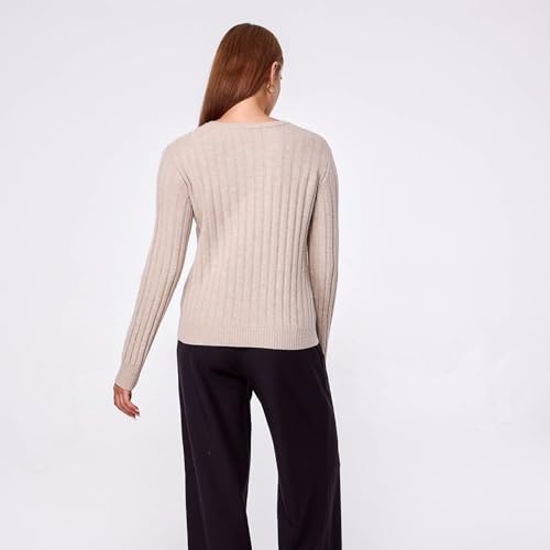 Simple&Opulence Women's Long Sleeve Cashmere Sweaters Cable Knit Crewneck Pullover Sweaters Tops Breathable and Comfortable4