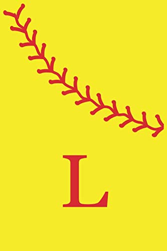 L: Monogram Initial Letter Softball Journal/Notebook for Girls and Women, Personalized Gift, Softball Gift, Softball Players Notebook, Softball Girl ... gift, 120 Pages of 6" x 9" Lined Notebook