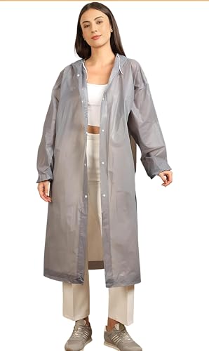 Image of Unisex Hooded Raincoat, Waterproof Long Rain Jacket, Multiple Colours, Reusable