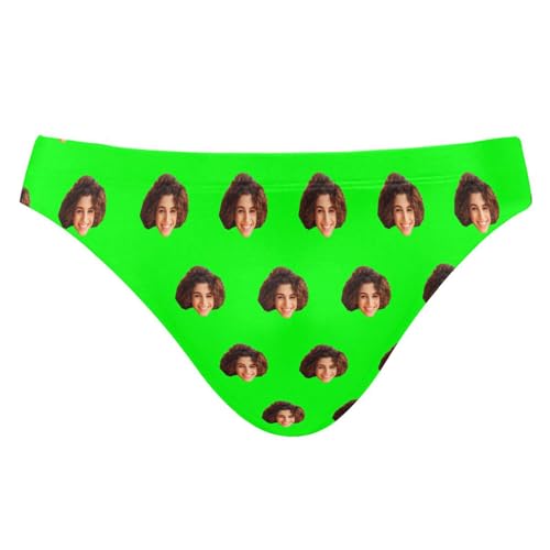 Custom Face Med Spring Green Swim Briefs for Men Swimsuit Bikini Swimwear S