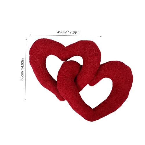 Coussin de cœur rouge en peluche SHINEOFI doux pour déco de canapé - 3