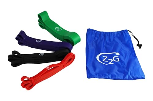 Z2G Exercise Power Band Set – 4 Heavy-Duty Resistance Bands (Light to X-Heavy) with Travel Bag – Strength & Mobility Training for Women, Men & Youth
