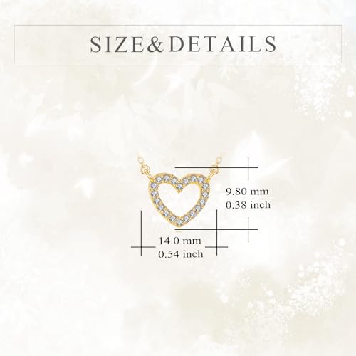 KECHO 14K Solid Gold Heart Necklace Cubic Zirconial 14K Gold Heart Pendant Necklace Jewelry for Women4