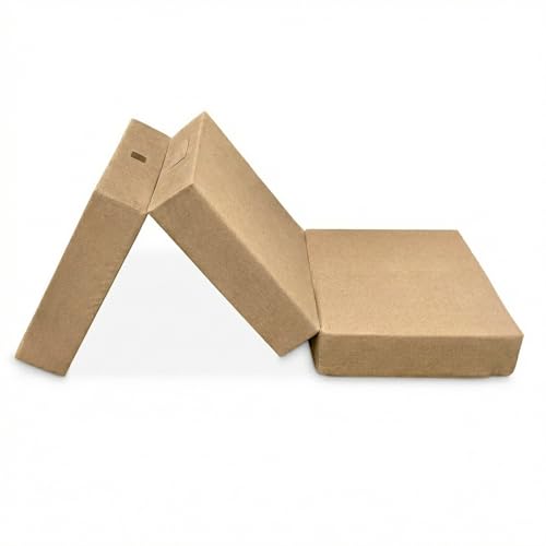 Duérmete Online - Colchón Plegable Eureka para Invitados con Cierre y Asa, Espuma de Gran Densidad, Funda en Tejido Transpirable Beige, 90 x 190 cm