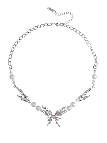 OJERRY Grunge Edgy Alt Butterfly Pendant Necklace Jewelry for Women