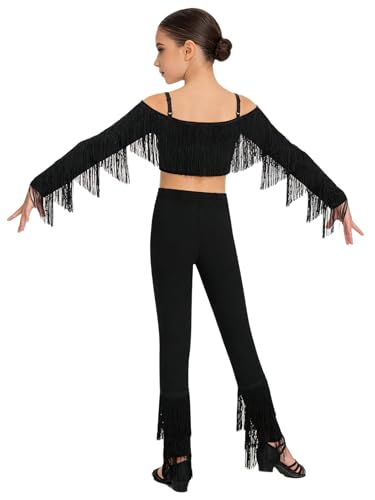 Costume danse latine filles franges léopard bougeant au rythme des pas