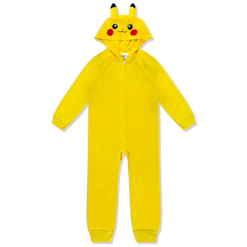 Pokémon Kids Onesie Pajamas - Pikachu Boys Long Sleeve Zip Up Hooded Blanket Sleep - One Piece Costume - Official License