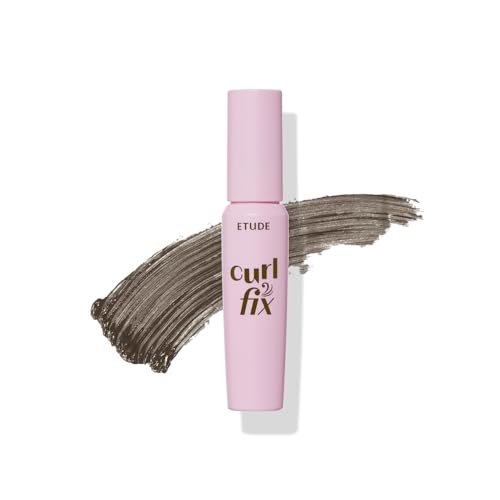 Image of ETUDE Curl Fix Mascara Mini, Lash Mascara, Strong Curl Up, Long-Lasting, Waterproof, Lightweight, Korean Makeup, Beauty, Vegan Certified, Brown (0.14 Fl Oz)