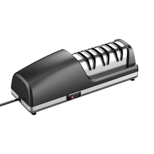 Aoresac Afilador de Cuchillos Eléctrico de 3 Etapas, Abrasivos, Motor 2800RPM, Pelado Chef Cocina (Enchufe europeo 220V)
