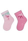 Sterntaler ABS Socken Doppelpack Flamingo – Baby- und Kinder ABS Socken im Doppelpack mit Flamingo- und Palmen-Motiv, rutschfest, Puderrosa, Größe 26