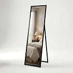 Harbour Housewares Rectangular Full-Length Mirror - 137cm x 35.5cm - Black Freestanding Full Length Mirror Bedroom Large Long Tall Floor Mirrors with Metal Frame for Living Room, Bedroom