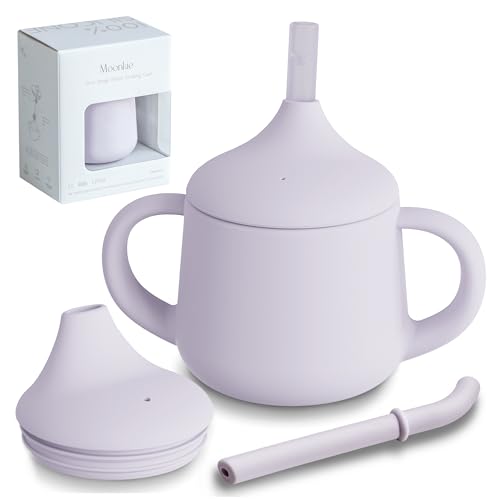 Image of Moonkie Silicone Baby Sippy Cups | 3 Stages Training Cup Straw Cup for Infants Toddlers and Kid | 4 oz 1Pack