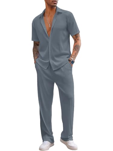 Image of CHKOKKO Men Solid Co Ords Casual Summer Wear Coords Stylish Gents Cord Set Half Sleeves Track Suit Polo Neck Western Co-ord Set