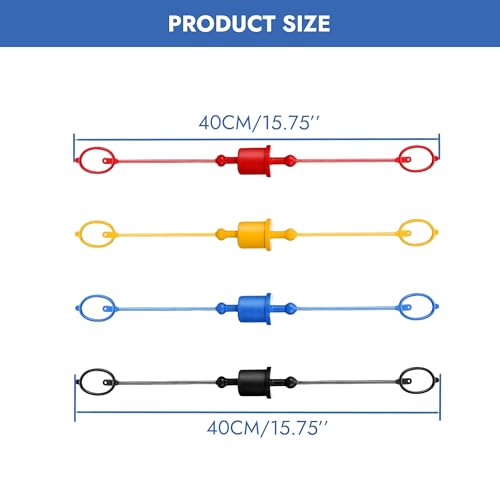 Image of 4 Sets 1 /2 Inch Hydraulic Dust Caps & Plugs - PVC Hydraulic Quick Disconnect Port Plug Fittings, Male Dust Cap + Female Plug Cover for Flat Face Couplings (Red, Yellow, Blue, Black)