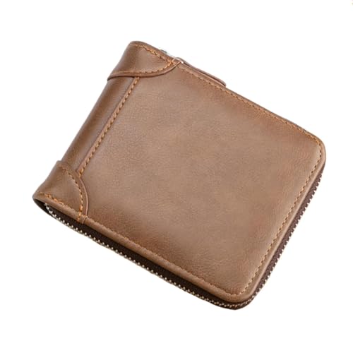 Women Portable Leather Small Women Wallet Leather Blocking Bifold Zipper Pocket Card Holder with ID Window