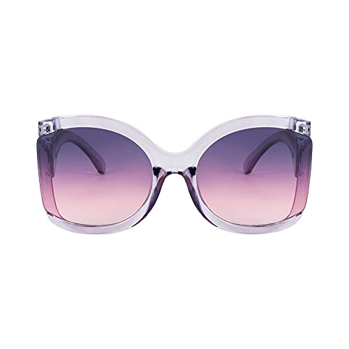 FEISEDY Oversized Square Butterfly Sunglasses Curved Curly Arm Frame Women's Fashion Shades B40352