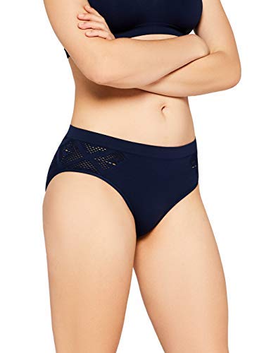 Marque Amazon - Iris & Lilly CuLotte Sans Coutures en Dentelle Crochet Femme, Bleu (Navy), S, Label: S