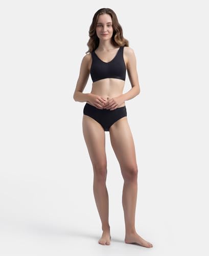 Image of Jockey ES04 Women's Wirefree Padded Super Combed Cotton Elastane Stretch Full Coverage Sleep Bra with Removable Pads and Ultrasoft Underband