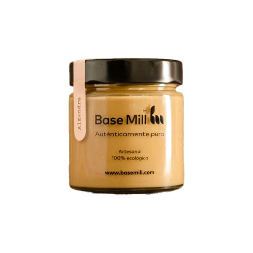 Base Mill Pack de 3 Pasta 100% Almendras Ecológicas (200g) – Hecha de Forma Artesanal en Molino de Piedra, 100% Vegana, Sin Gluten, Baja en Azúcares, Alta en Fibra