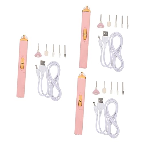 FRCOLOR 3 Juegos amoladora eléctrica quita durezas pulidora máquina de pulir uñas taladro de uñas recargable juegos de uñas juego de uñas kit de taladro de uñas herramientas de manicura