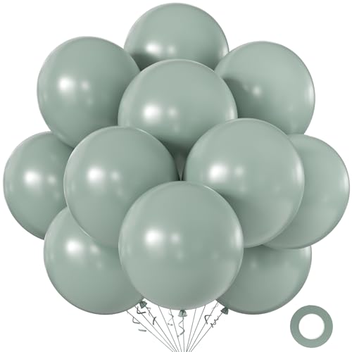 Image of KALOR 18 Inch Mint Green Large Latex Round Balloons 30-Pack