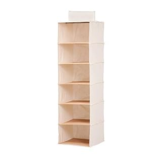UPC 811434010035 product image for Honey-Can-Do SFT-01003 Hanging Closet Organizer, Bamboo/Canvas, 6-Shelf, 1.5 x 1 | upcitemdb.com