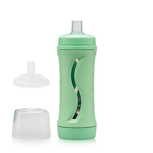 Image of Subo Baby Food Bottle Starter Set | No Mess Baby Toddler Self Feeder | Squeeze Free Design for Purees, Smoothies, Yogurt, Oatmeal, or Thickened Liquids | Reusable Silicone Washable Cup (Mint)