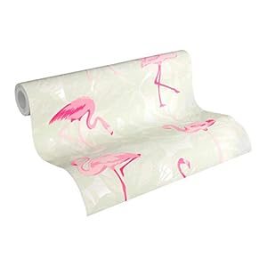 A.S. Création vliesbehang Club Tropicana behang met flamingo’s 10,05 m x 0,53 m crème roze wit Made in Germany 359801…