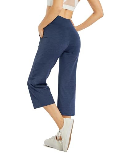 Image of G4Free Capri Pants for Women Wide Leg Yoga Dress Capris with Pockets Cross Loose Casual Work Crop Pants