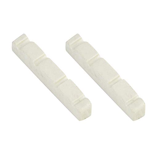 Alomejor Ukulele-Br¨¹cke Sattel Set f¨¹r 4-String Gitarre, 4 Saiten Schlitz Bass Gitarre Top Bone Nut String Mutter 2 St¨¹ck (44x5.8x8mm)