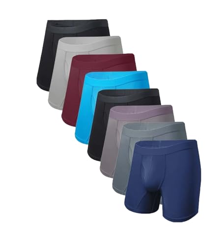 Paquete de 8 calzoncillos tipo bóxer largos para hombre, transpirables y suaves, talla grande, 8 unidades, XXL