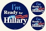 Gear Tatz - I'm Ready for Hillary, Democrat Election Campaign, 2016-5 Pack - 3 x 10 inch Bumper Sticker - Vinyl Decal Professionally Made in USA