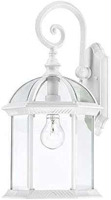 Nuvo Lighting 60/4961 Boxwood One Light Small Wall Lantern/Arm Down 100 Watt A19 Max. Clear Beveled Glass White Outdoor Fixture