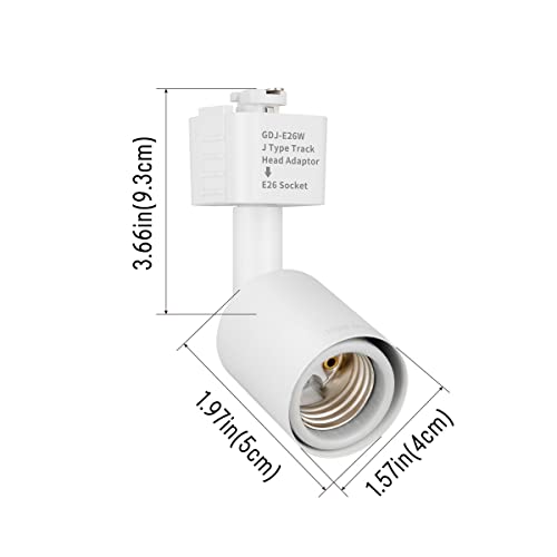 Mirrea WGD1001J3XX1W01 J Type Track Lighting Head To E26 Medium Screw Base Adapter Light Direction Adjustable Pack Of 6 thumb #3