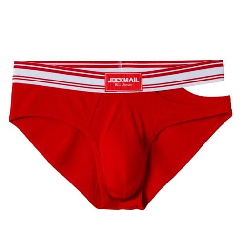 JOCKMAIL Men’s Briefs Sexy Low Rise U-Pouch Underwear with Cut-Out Front Ribbed Nylon Bikini Style