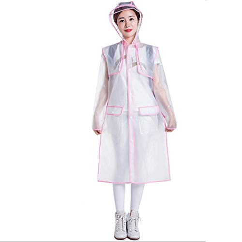 FDSAD Klarer und wiederverwendbarer wasserdichter tragbarer Regenmantel, regenfester Poncho für Fahrrad und Motorrad für Reisen, Festivals, Themenparks und im Freien,Rosa,M Cover