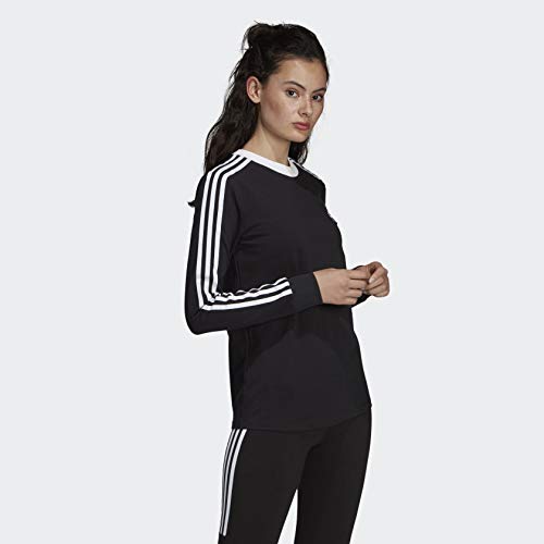 adidas Originals Women's 3-Stripes Long Sleeve Tee, black, Small