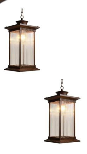 Image of Outdoor Wall Lantern Light, Black Finish, Ribbed Glass Shade and Black Hanging & Gate Light (Half Wall, 1) (Hanging LAMP, 2)