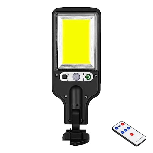 QZCX Luces solares con sensor de movimiento for exteriores, 8000LM, superbrillantes, 300W, impermeables, Control remoto, 504 LED, lámpara de pared con energía Solar for calle(60W-117LED)