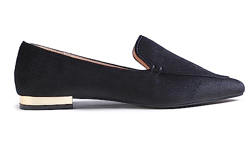 Image of FEVERSOLE Women's Loafer Flat Pointed Deco Low Heel Fashion Slip On Dress Driving Office Shoes