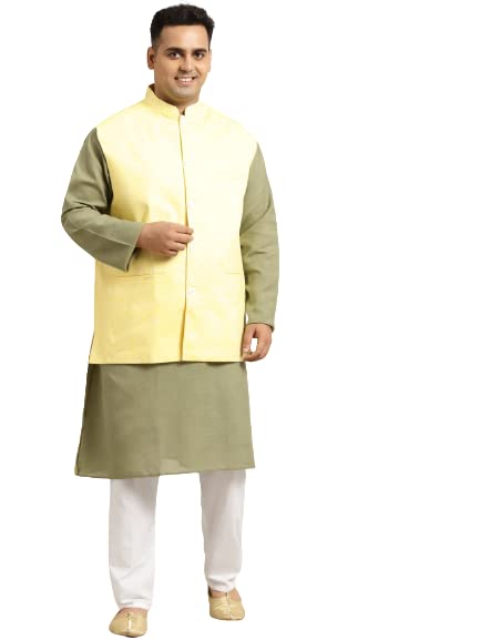Image of SOJANYA (Since 1958, Men's Silk Blend Grey Kurta Pyjama & Silk Blend Jacket Combo