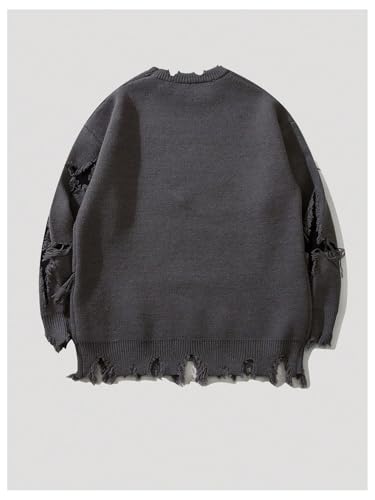 Men's Skull Graphic Gothic Sweater Y2K Grunge Ripped Sweater Unisex Oversized Pullovers Long Sleeve Knit Streetwear2