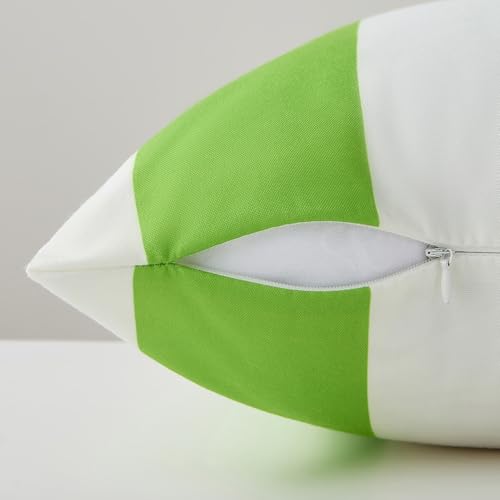 Image of Allorry Outdoor Pillow Covers 18x18 Set of 2 Sage Green Striped Decoration Throw Pillow Covers for Spring Summer Outdoor Waterproof Garden Patio Furniture Sofa Bed Home Decor JB007-E18