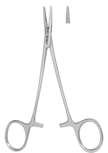 Image of Mayo Hegar Needle Holder Needle Driver with Strong Lock, Serrated Jaws for Precise Suturing and Practicing Autoclavable Multipurpose for Lab and Fishing (5.5 inch)